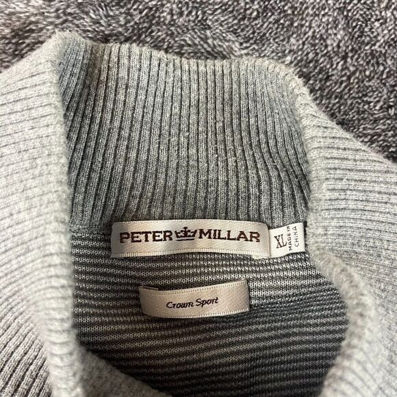 Peter Millar Crown Sport 1/4 Zip Mock Neck Men's XL Gray Pullover Cotton Blend - Picture 3 of 9